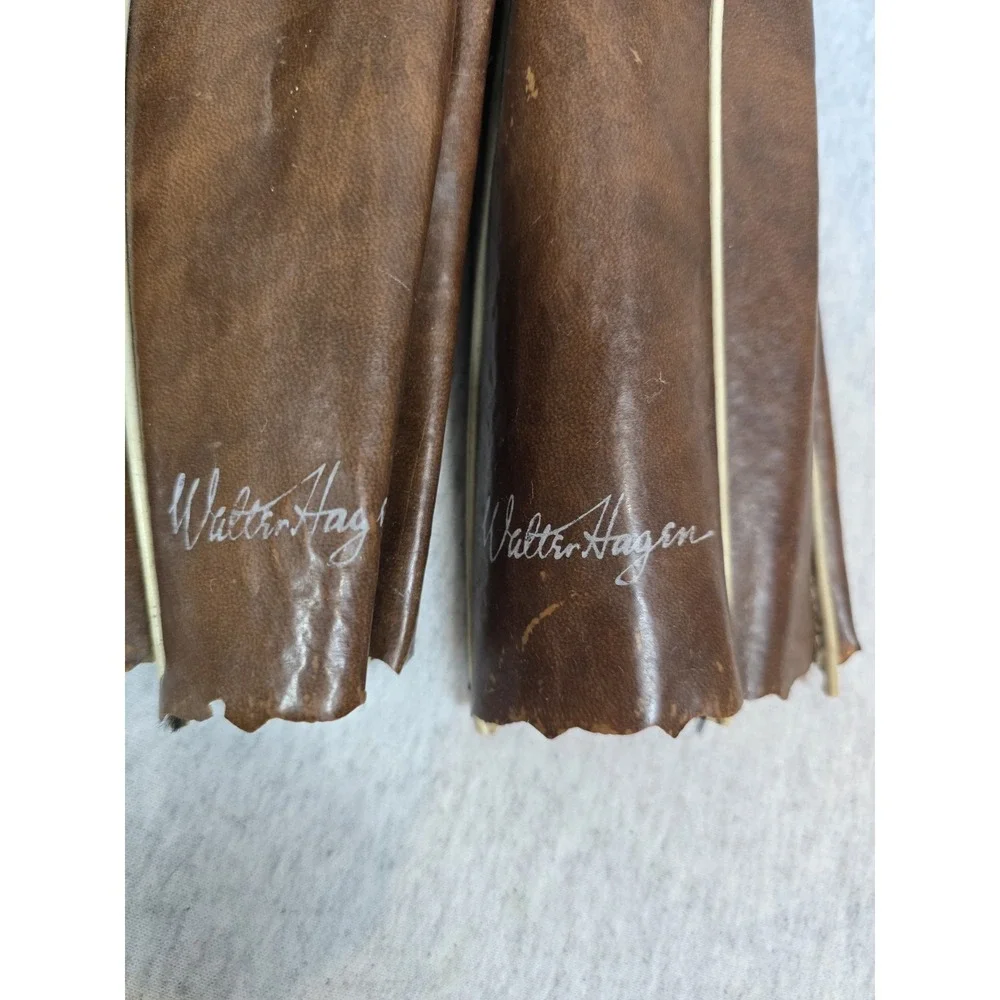 Vintage Walter Hagen Set Of 4 Leather Golf Club Head Covers Marked 3 5 & Signate